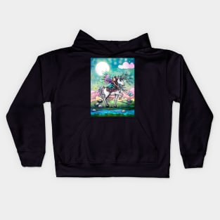 Whimsical Fairy with Unicorn Cute Art by Molly Harrison Kids Hoodie